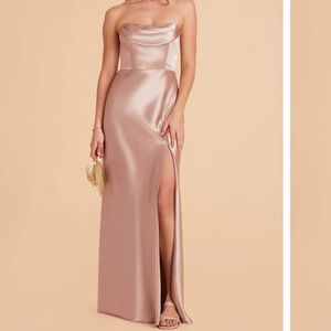 Birdy Grey Mia Convertible dress shiny satin taupe